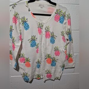 neon Pineapple Cardigan -Cream White